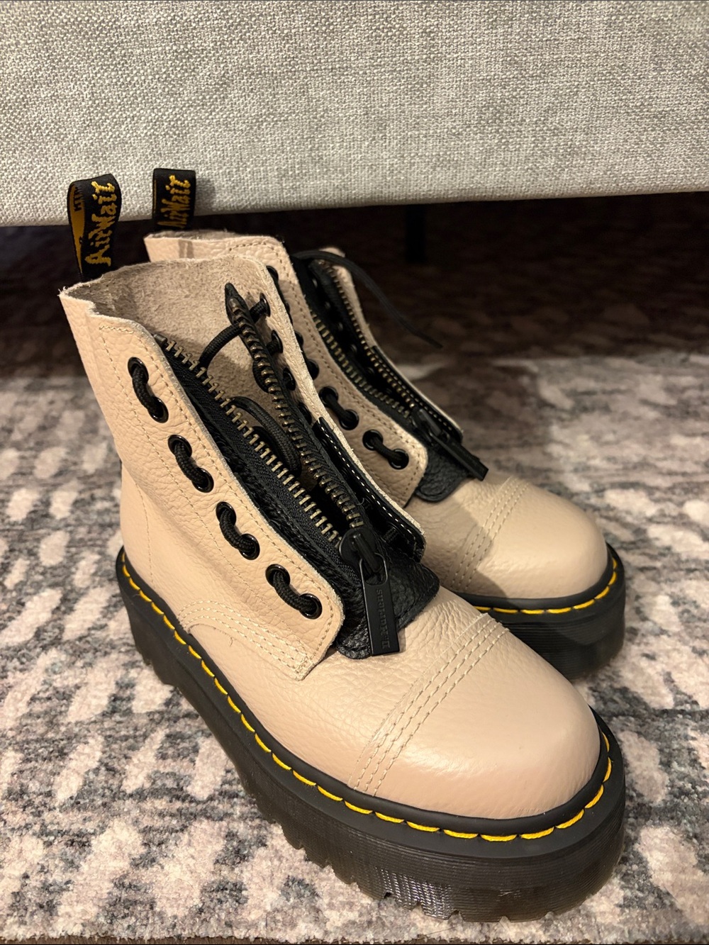 Dr. Martens Sinclair Beige and Black Leather Boots